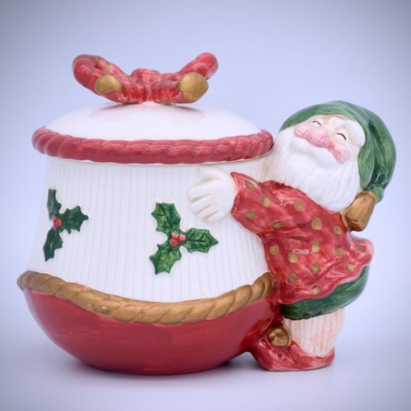 Fitz & Floyd Vintage Old World Elf Creamer Sugar Bowl Set Earthenware Christmas - Picture 10 of 16